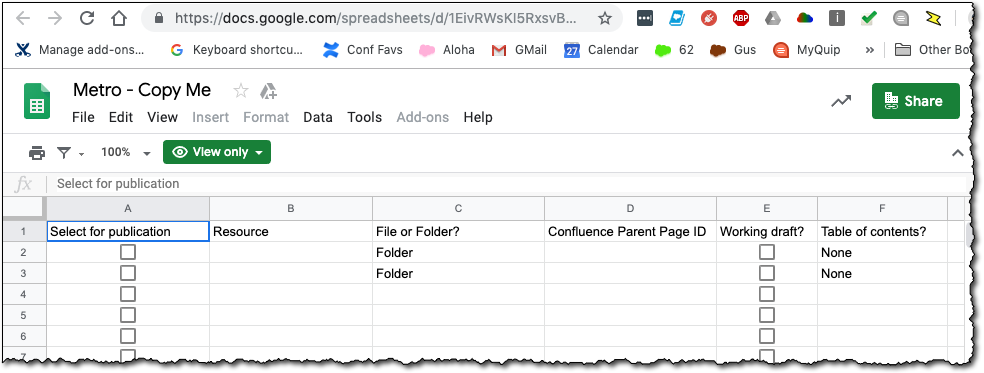 Use a simple Google Sheet to list your docs and folders.